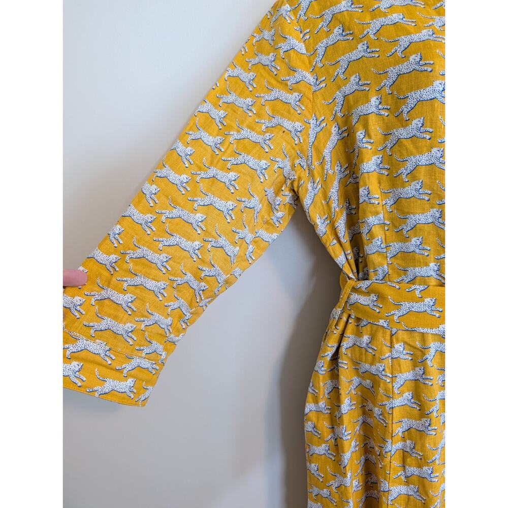 Boden Linen Belted Shirt Dress Leopard Size 10 - Picture 3 of 9
